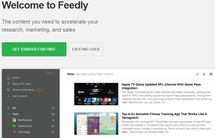 Feedly content curation tool